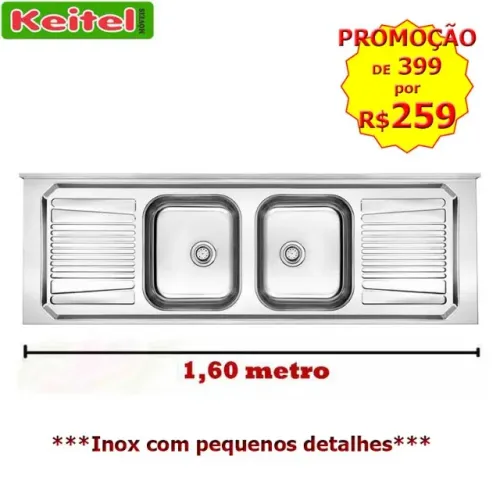 Pia Inox 1,60 de Largura Com 2 cubas - Promoção