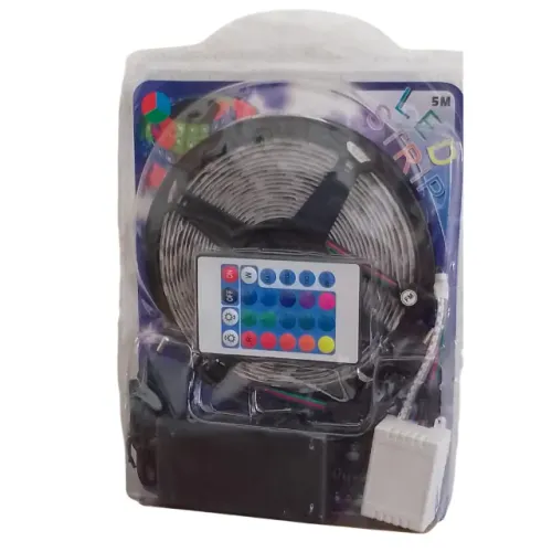 Fita Led 5050 Rgb Colorida 5Mts + Fonte + Controle - Armarinho Ditudo