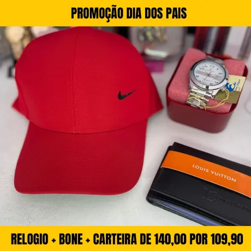 Relógio + Boné + Carteira promoção dia dos Pais 