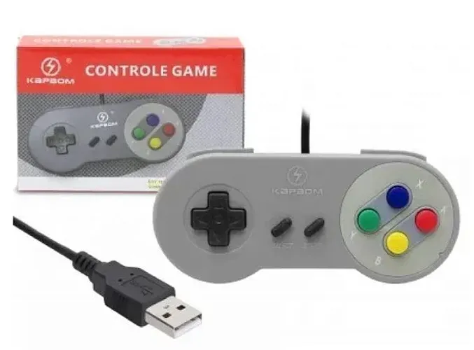 Controle USB Retrô - Modelo Super Nintendo 