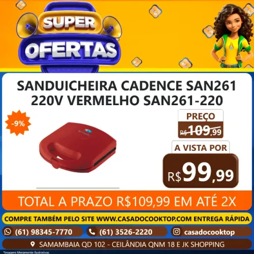 SANDUICHEIRA CADENCE SAN261 220V VERMELHO SAN261-220