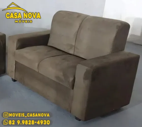 Sofá de 2 lugares em Suede - Novo