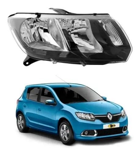 Farol Renault Logan 2014/2021 Sandero RS / Stepway 2013/2021 Direito Mascará Negra Genuíno