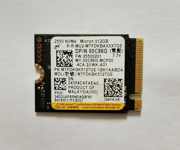 SSD Nvme Mícron 2550 512Gb 2230 gen 4x4 - envio olxpay