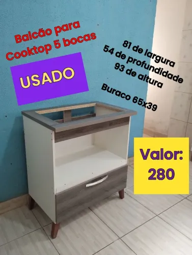 Balcão para Cooktop 5 bocas USADO - entrego se não for muito longe