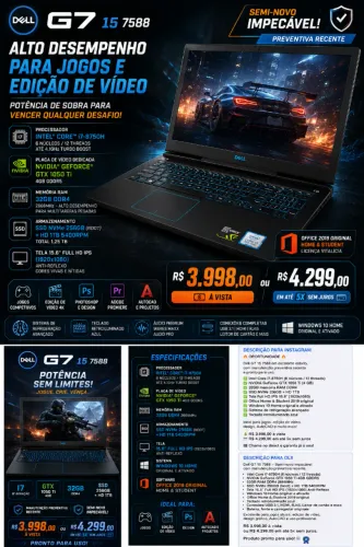 Dell G7 15 7588 | Core i7 | GTX 1050 Ti | 32 GB RAM | Office 2019