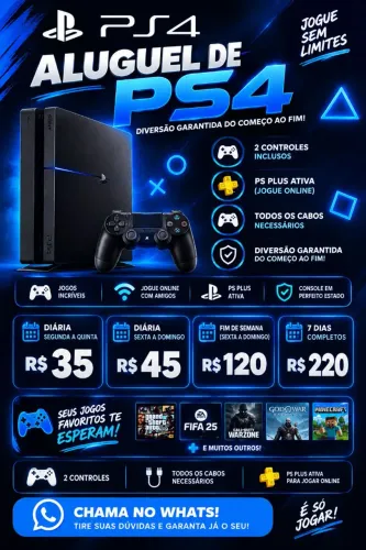 ALUGUEL DE PS4 - DIVERSÃO GARANTIDA