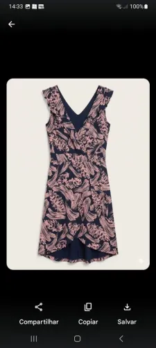 Vestido Transpassado Estampado (Azul Marinho e Rosa) - Tamanho M