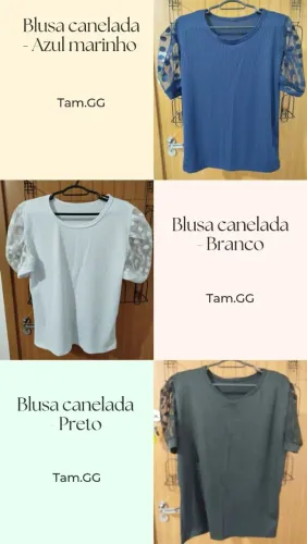 Combo 3 Blusinhas Malha Canelada - Plus Size