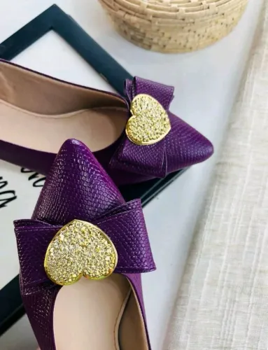 Sapatilha Coração Croquinho Roxo Elegante Confort laço