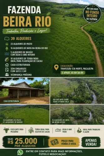 FAZENDA BEIRA RIO - 39 ALQUEIRES À VENDA | PACAJÁ/PA