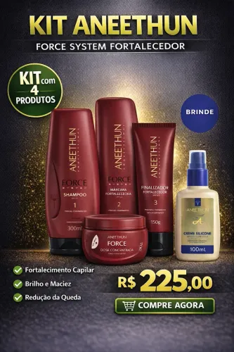 Kit Cabelo Aneethun Linha Force Com 4 + Brinde
