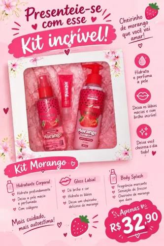 Kit body Splash, hidratante e gloss