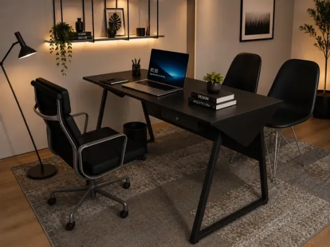 Mesa Office Clean Santoro. Em Madeira Maciça L100CM X P50cm x A74cm