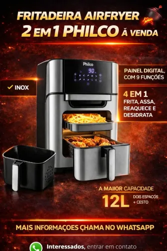 Fritadeira e Airfryer (2 em1) inox (a maior do mercado)