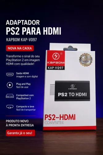 Adaptador PS2 para HDMI Kapbom KAP-V097 Novo na Caixa