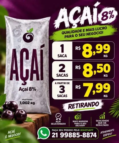 Polpa de açai 8% popular