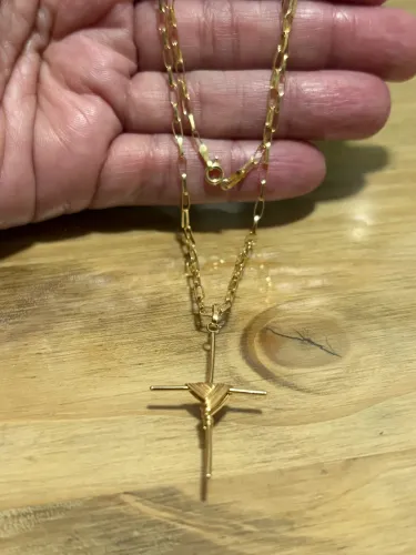 Corrente ouro 18k 60cm com crucifixo 