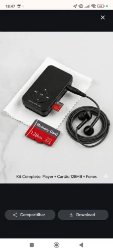 MP3 Player com fone e SD 128mb