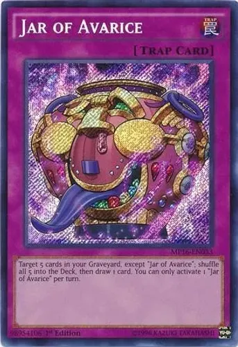 Yugioh!!! Jar of Avarice MP16-PT033 Secret Rare