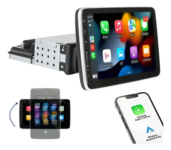 Multimídia mp10 carplay bluetooth flutuante 1 din 10 pegadas