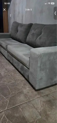 Sofá modular suede cinza