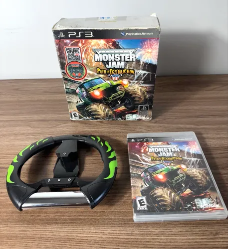 Box Monster Jam: Path of Destruction Playstation 3 PS3 com volante