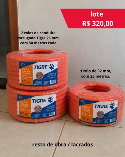Conduíte Corrugado Tigre Laranja Reforçado 25mm e 32mm - Novo