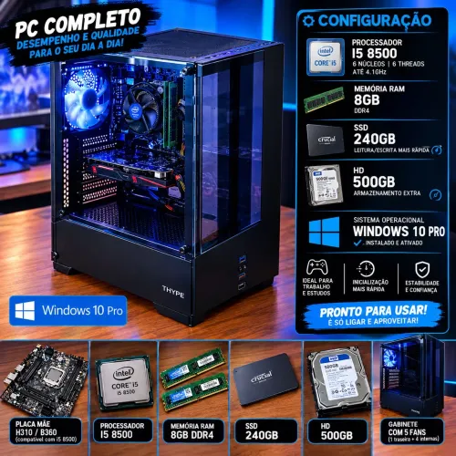 Pc gamer i5 8500 8gb SSD 240GB HD 500GB placa de vídeo GTX 550 ti 4GB