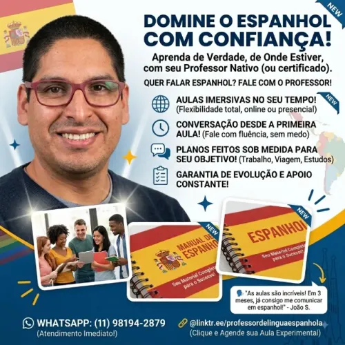 Aulas de Espanhol (Online e Presenciais) | Foco em Conversação ?