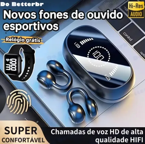 Fone de ouvido Bluetooth digital alta qualidade.