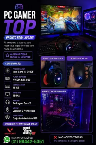 Pc gamer Top pronto pra jogar!