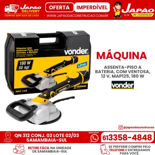 MÁQUINA DE ASSENTAR PISO BAT C/ VENTOSA 12V MAP125 180W