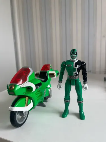 Power ranger verde SPD boneco e moto