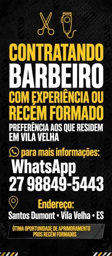 ? OPORTUNIDADE PARA BARBEIRO COM EXPERIENCIA OU RECEM FORMADO ?