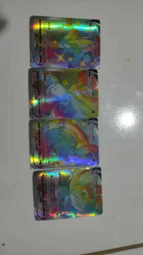 Coleção de cartas de pokémon brilho colorido Vmax