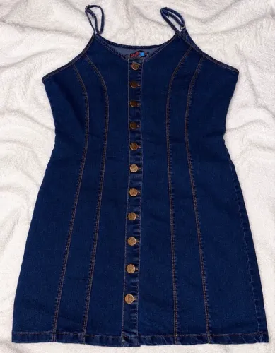 vestido jeans corazon com botões 44