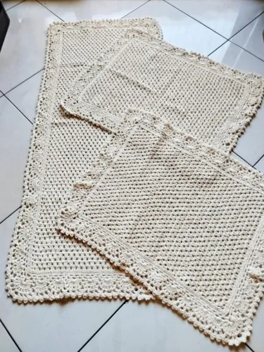 Kit de Tapetes de Cozinha em Barbante (Jogo com 3 peças)