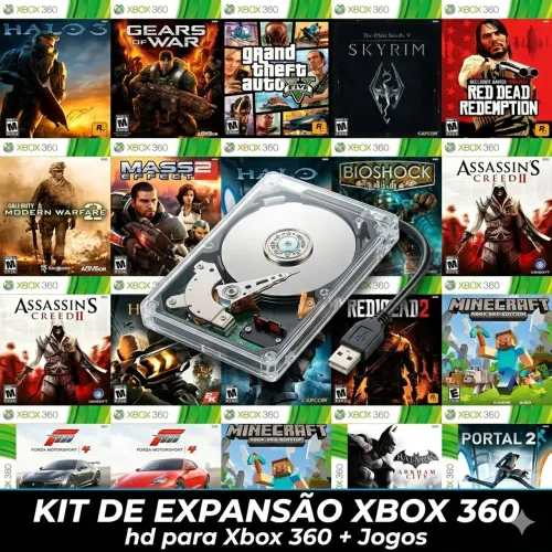 HD USB de 320gb para Xbox 360 com jogos