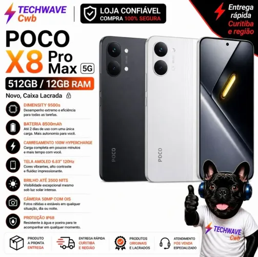 Poco x8 pro max 512gb/12ram novo caixa lacrada cor branco
