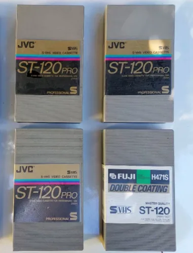 Kit de 4 Fitas de Vídeo Super-VHS, Estojo Cinza, Uso Profissional de TV,  importada Japão