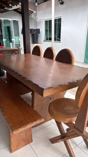 Lindo jogo mesa madeira maciça 