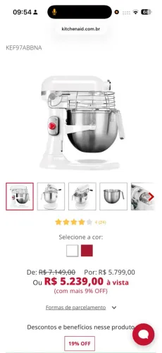 Batedeira Kitchenaid nova