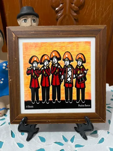 QUADRO CERÂMICA PAULICA SANTOS.A BANDA.ASSINADA.ORIGINAL