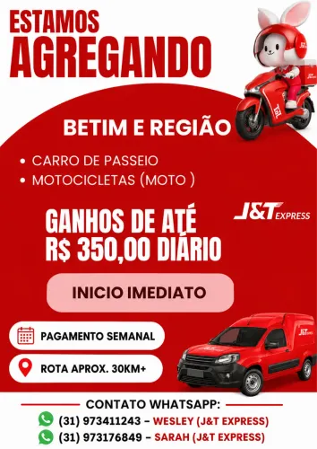 ? OPORTUNIDADE DE TRABALHO - J&T EXPRESS ?