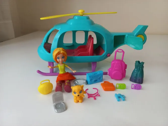 Brinquedo - Helicóptero da Polly com acessórios 