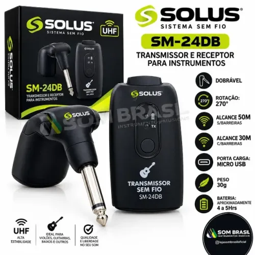 Receptor E Transmissor Dobrável Sem Fio Uhf Solus Sm-24db