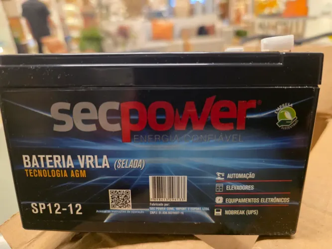 Bateria Selada 12V 12Ah SecPower SP12-12 AGM Nova - Nobreak Alarme UPS