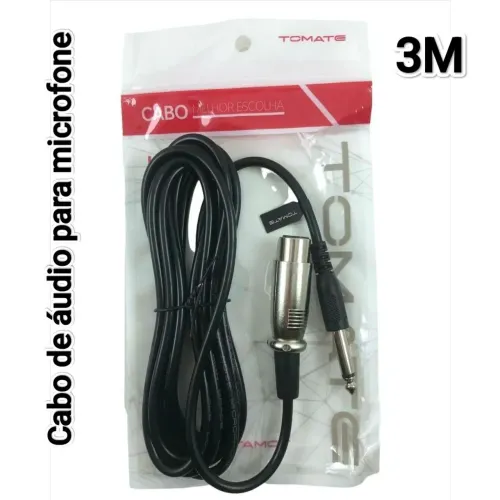 Cabo de Microfone tomate P10 Macho Xlr fêmea 3m Novo 