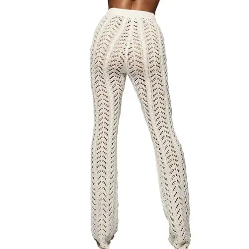 Calça de crochê branca praia e piscina tm 40